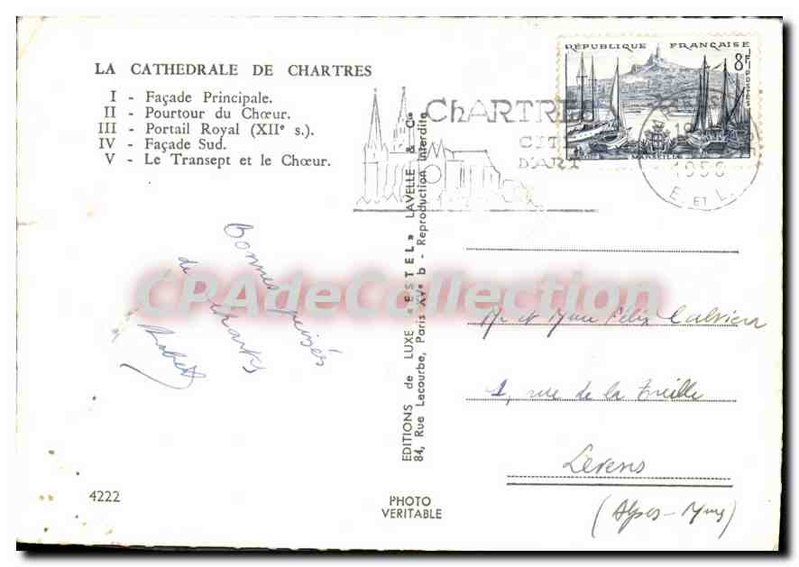 CPSM La Cathedrale de Chartres facade principal Pourtour du Choeur portail Royal XII s facade sud le — Reverso