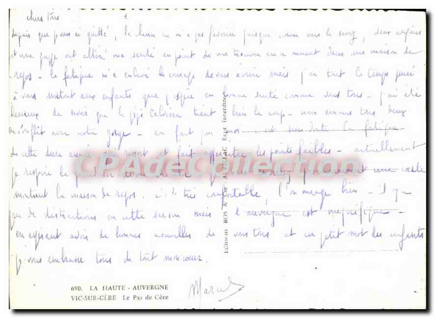 Le Pas de Cère — Vic-sur-Cère, Haute-Auvergne — éditeur Leblanc Bons & Cie, n°690 — Achterkant