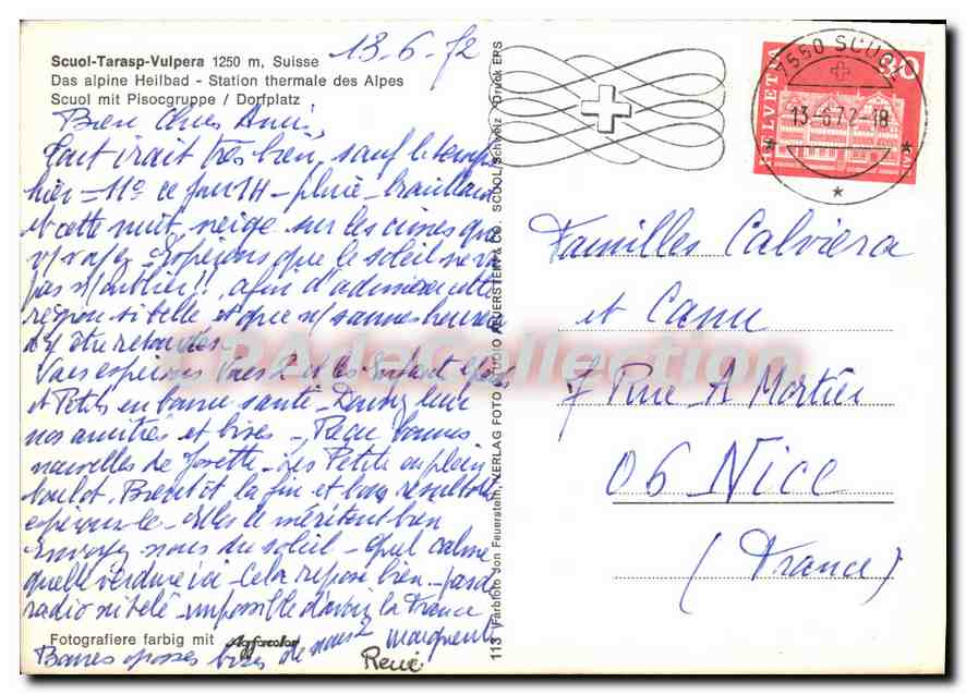 Scuol-Tarasp-Vulpera — Station thermale des Alpes — éditeur: Foto-Verlag O. Reuterstern — Achterkant