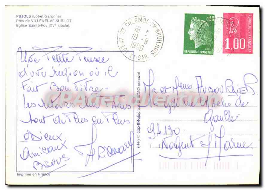 CPSM Pujols Lot et Garonne pres de Villeneuve sur Lot Eglise Sainte Foy XV siecle  — Back