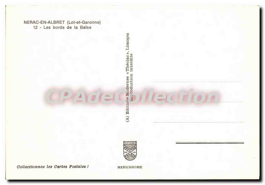 CPSM Nerac en Albret Lot et Garonne les bords de la Baise  — Back