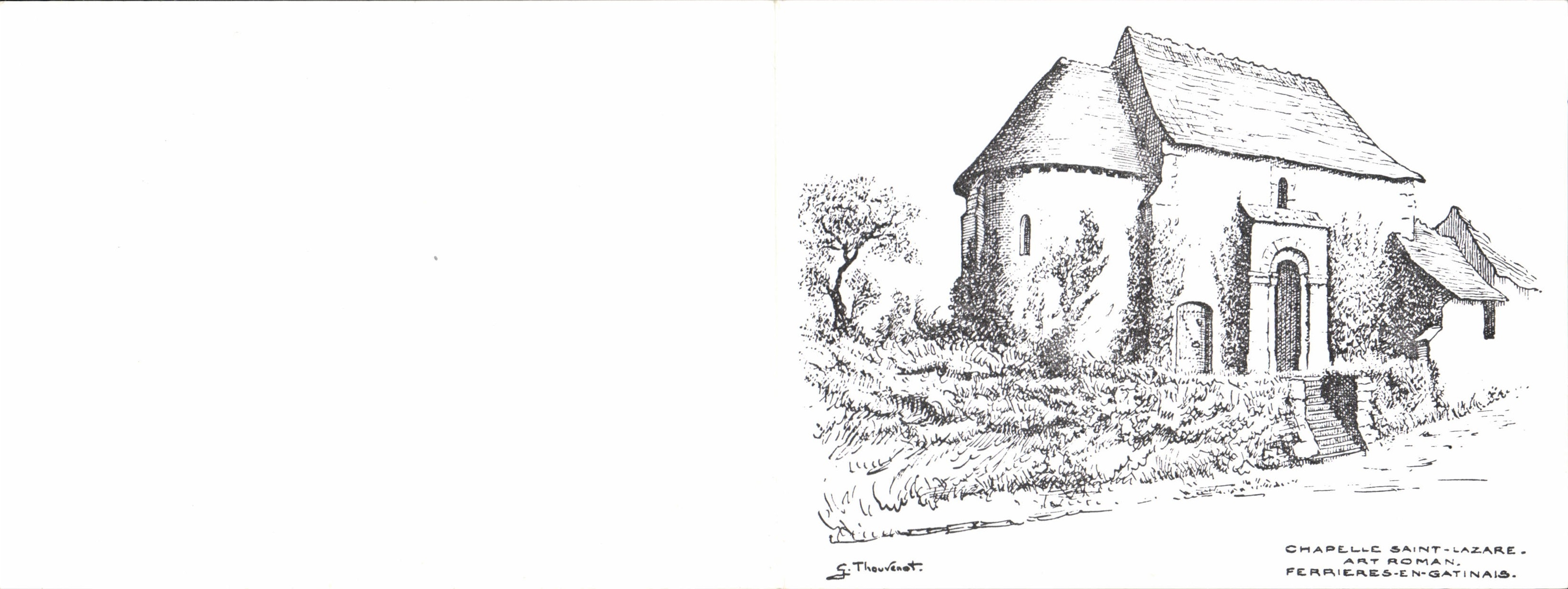 Chapelle Saint-Lazare — Art roman — Ferrières-en-Gâtinais — dessin de G. Thourvet