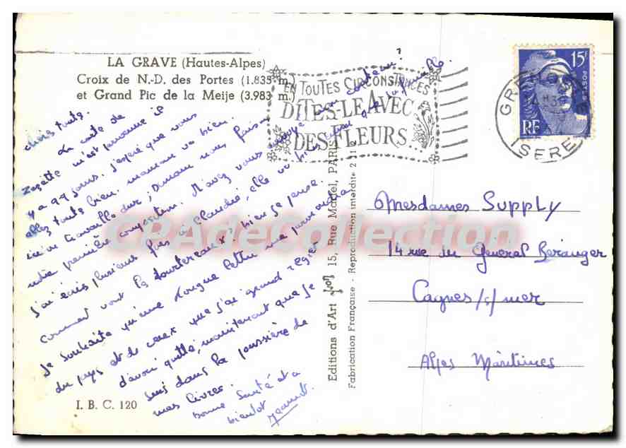 Croix de N.D. des Portes — Grand Pic de la Meije — Éditions d'Art Française — Rückseite