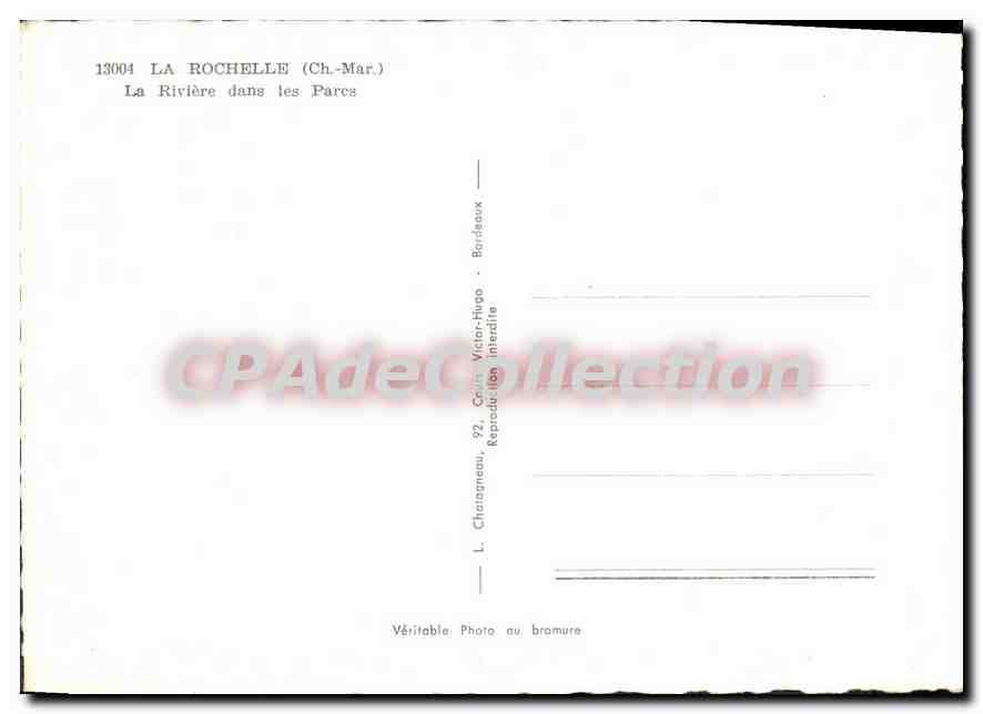 CPSM La Rochelle Ch Mar la Riviere dans les Parcs  — Verso