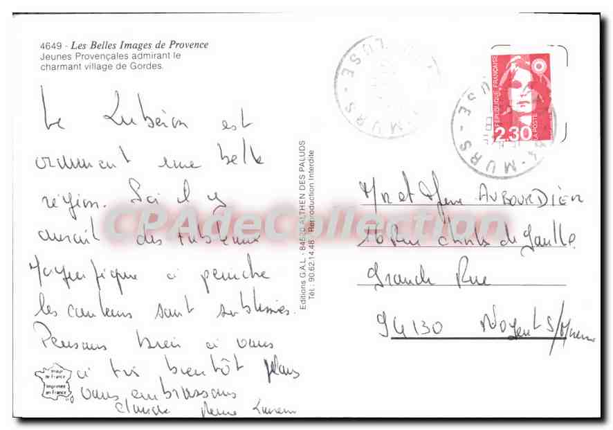 Gordes — carino villaggio della Provenza — Edizioni G.A.L. n°4649 — Verso
