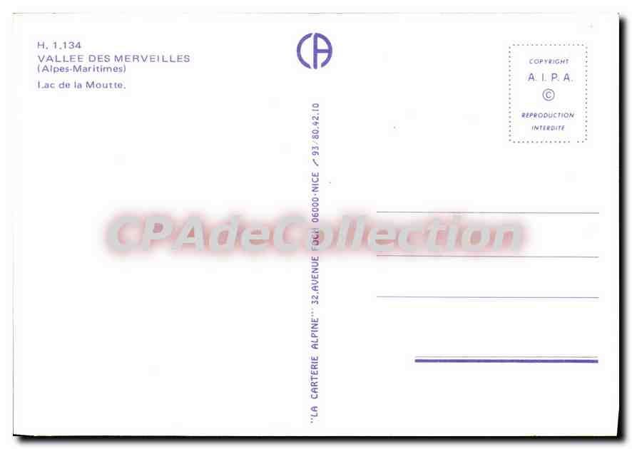 CPSM Vallee des Merveilles Alpes Maritimes Lac de la Moutte  — Verso