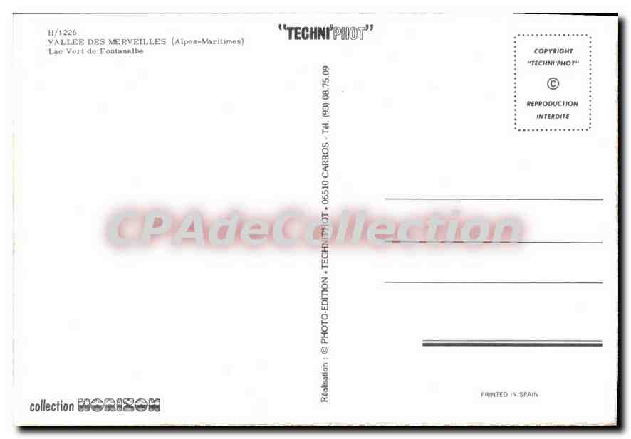 CPSM Vallee des Merveilles Alpes Maritimes Lac Vert de Fontanable  — Verso