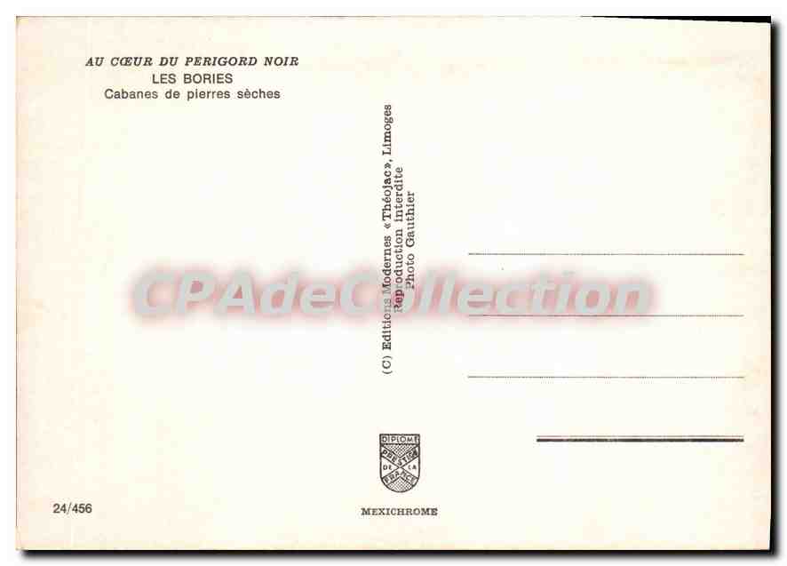 Les Bories — Cabanes de pierres sèches — Éditions Modernes « Théojac », Limoges — Verso