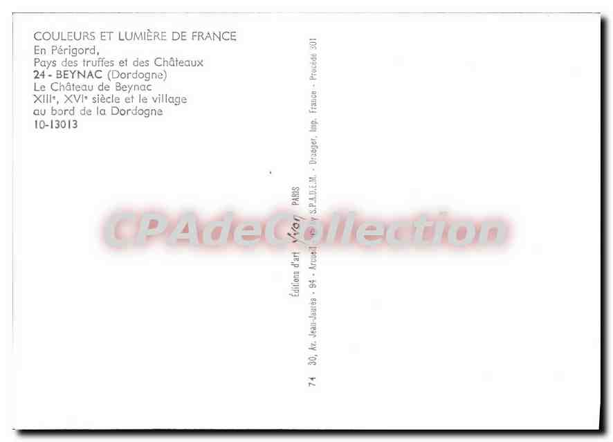 Beynac - Château et village au bord de la Dordogne — Éditions d'art Jean-Jeanète, Paris — Verso