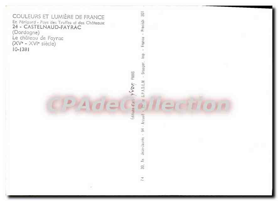 CPSM Couleurs et Lumiere de France En Perigord Pays des Truffes et des Chateaux Castelnaud Fayrac Do — Verso