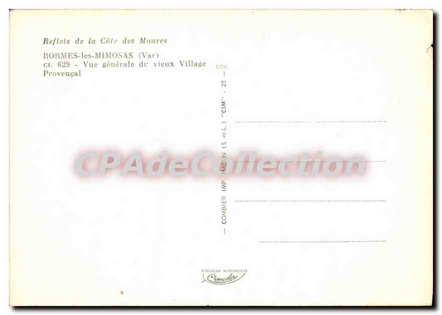 Bormes-les-Mimosas — Vue générale du vieux village — CIM (S.-et-L.) — Verso