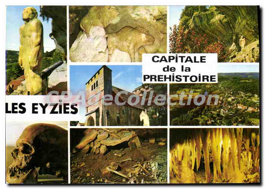 CPSM Les Eyzies Dordogne Capitale de la Prehistoire l'Homme de Neunderthal Bison d'Argile 