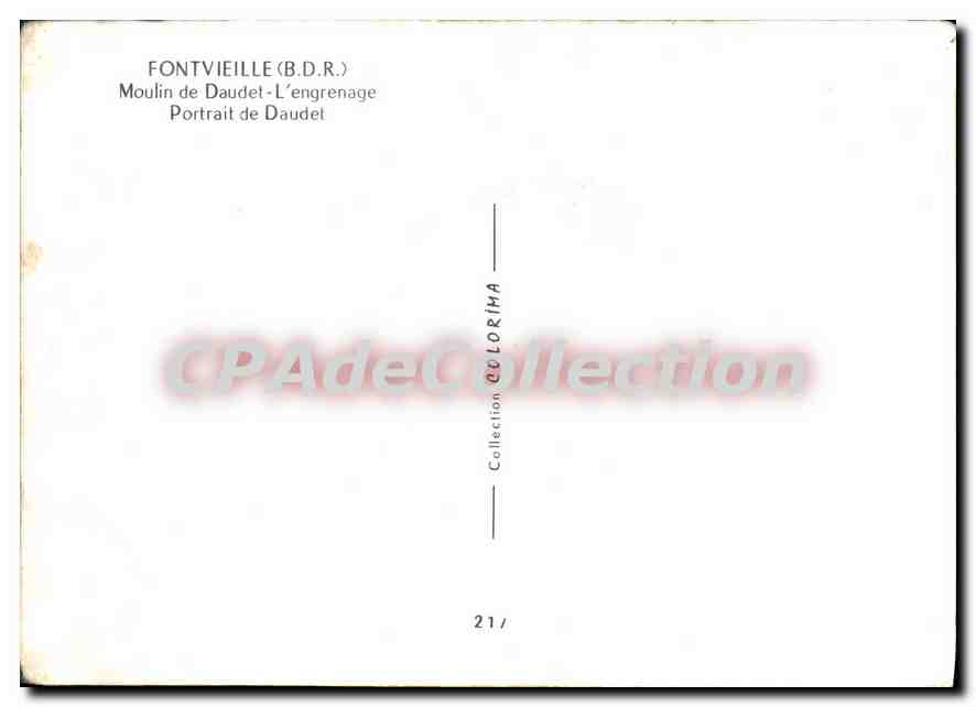 CPSM Fontvielle B D R Moulin de Daudet l'engrenage Portait de Daudet  — Verso