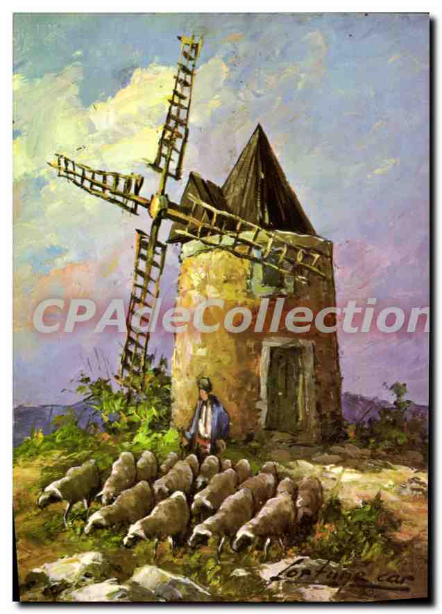 Fontvieille (B.-d.-R.) — Le Moulin de Daudet — Peinture de Fortuné Car
