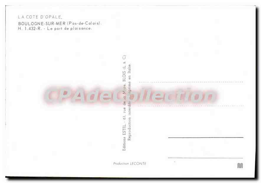 Boulogne-sur-Mer — Le port de plaisance — Editions Estel, n° H.1.432-R — Rückseite
