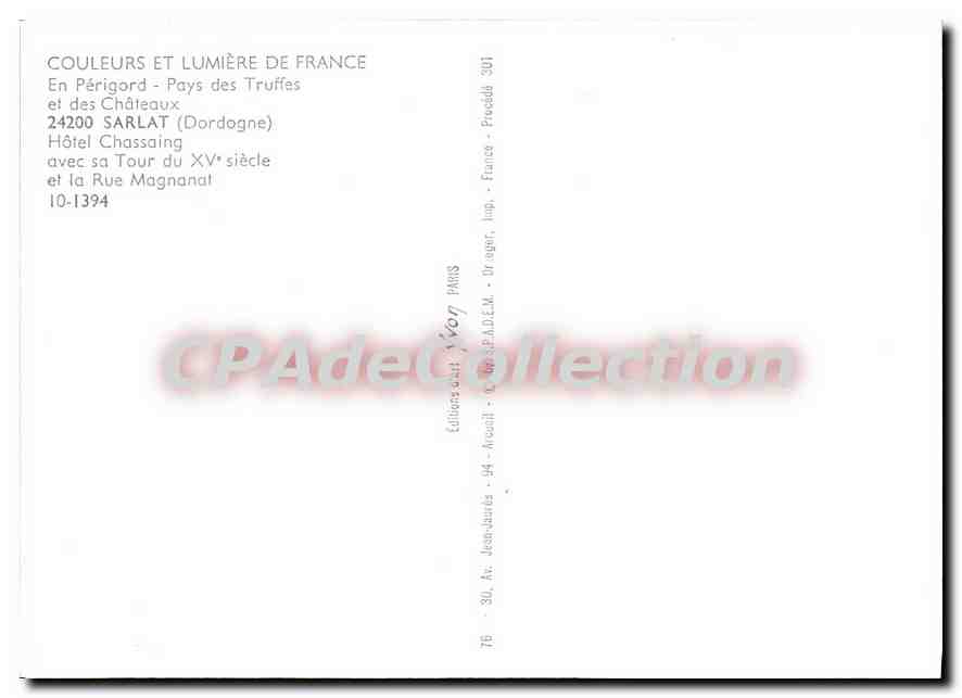 CPSM Couleurs et Lumiere de France En Perigord Pays des Truffes et des Chateaux Sarlat Dordogne  — Verso