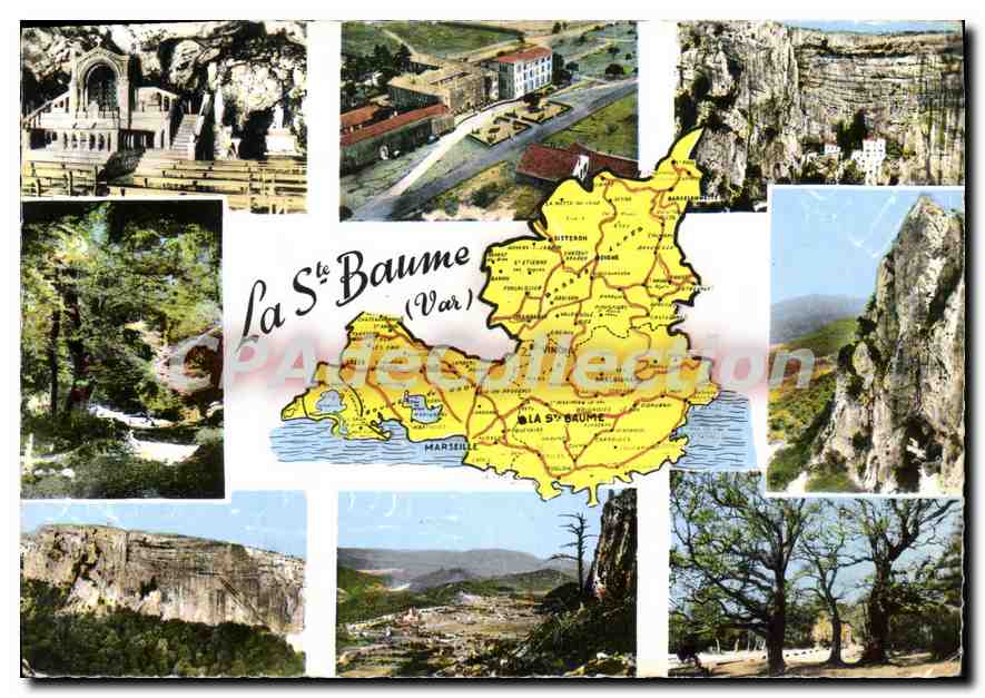 La Sainte-Baume (Var) — collage de paysages et carte — éditeur Conibier - Recto