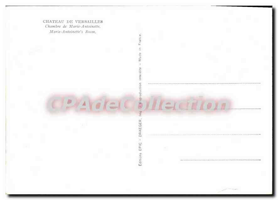 Chambre de Marie-Antoinette — Château de Versailles — Éditions EPIC - DRAEGER — Verso