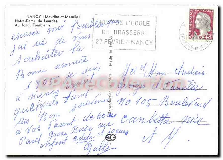 Nancy — Notre-Dame de Lourdes — CPAdeCollection — Verso