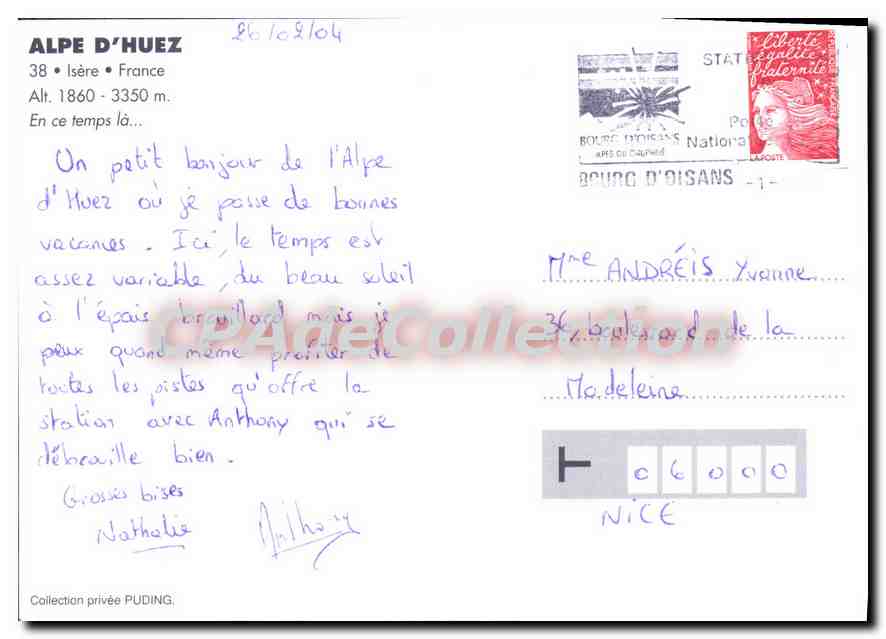 L'Alpe d'Huez — La piste d'entraînement — CPAdeCollection n°921 — Verso