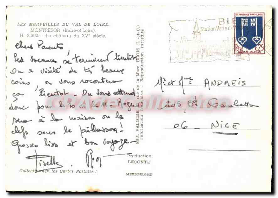 CPSM Les Merveilles du Val de Loire Montresor Indre et Loire Le Chateau  — Rückseite