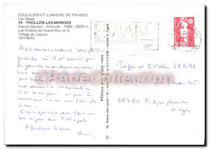 Les Chalets de Grand-Roc et le Village de Lajoux — Thollon-les-Mémises — Éditions Jean-Jaurès — Verso