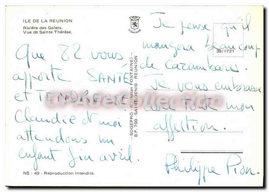 Fluss der Kiesel — Ansicht von Sainte-Thérèse — SOGEPRO (Christian Fontaine) - Réunion — Rückseite