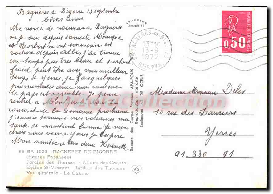 CPSM Bagneres de Bigorre Hautes Pytenees Jardins des Thermes  — Verso
