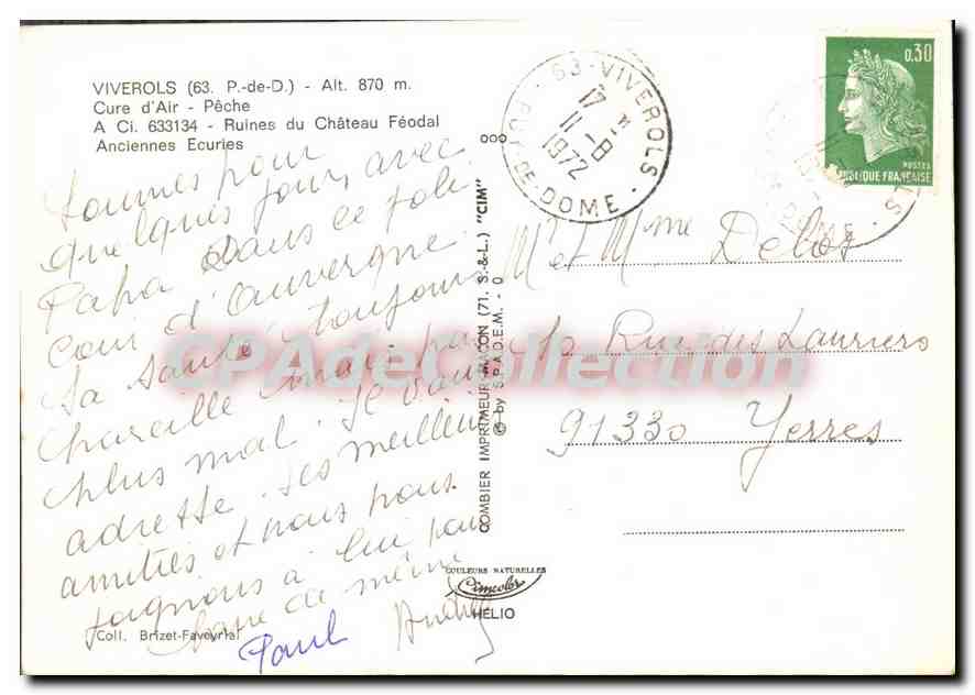 CPSM Viverols P de D Cure d'Air Peche — Reverso