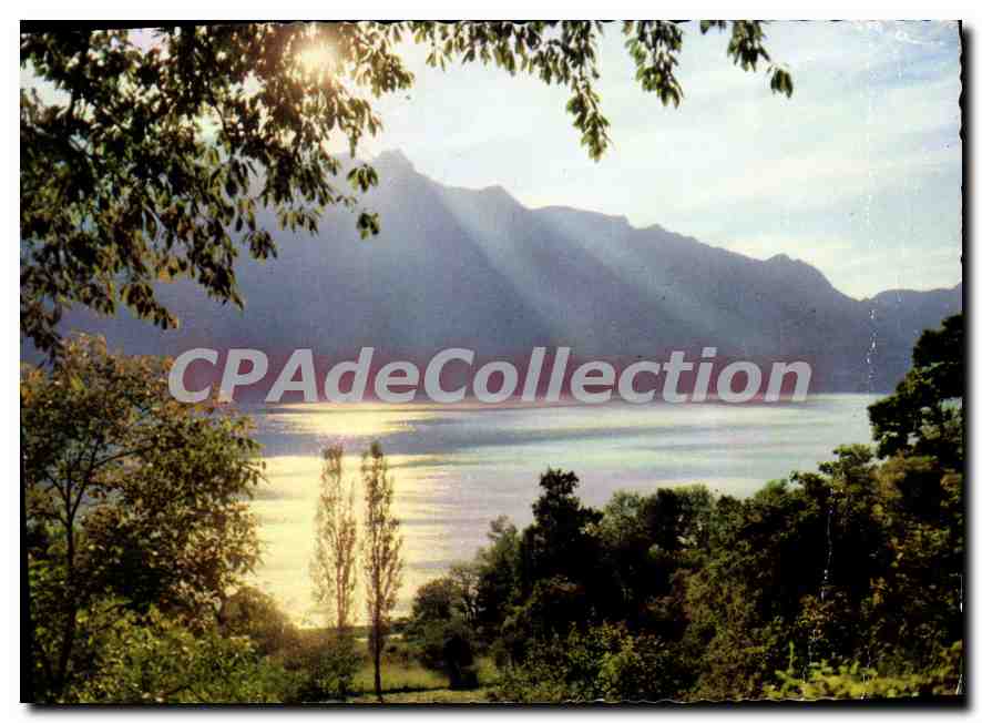 CPSM Lac du Bourget l'heure crepusculaire et Dent du Chat
