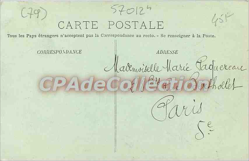 CPA Niort Eglise Saint Etienne et rue Gambetta — Rückseite