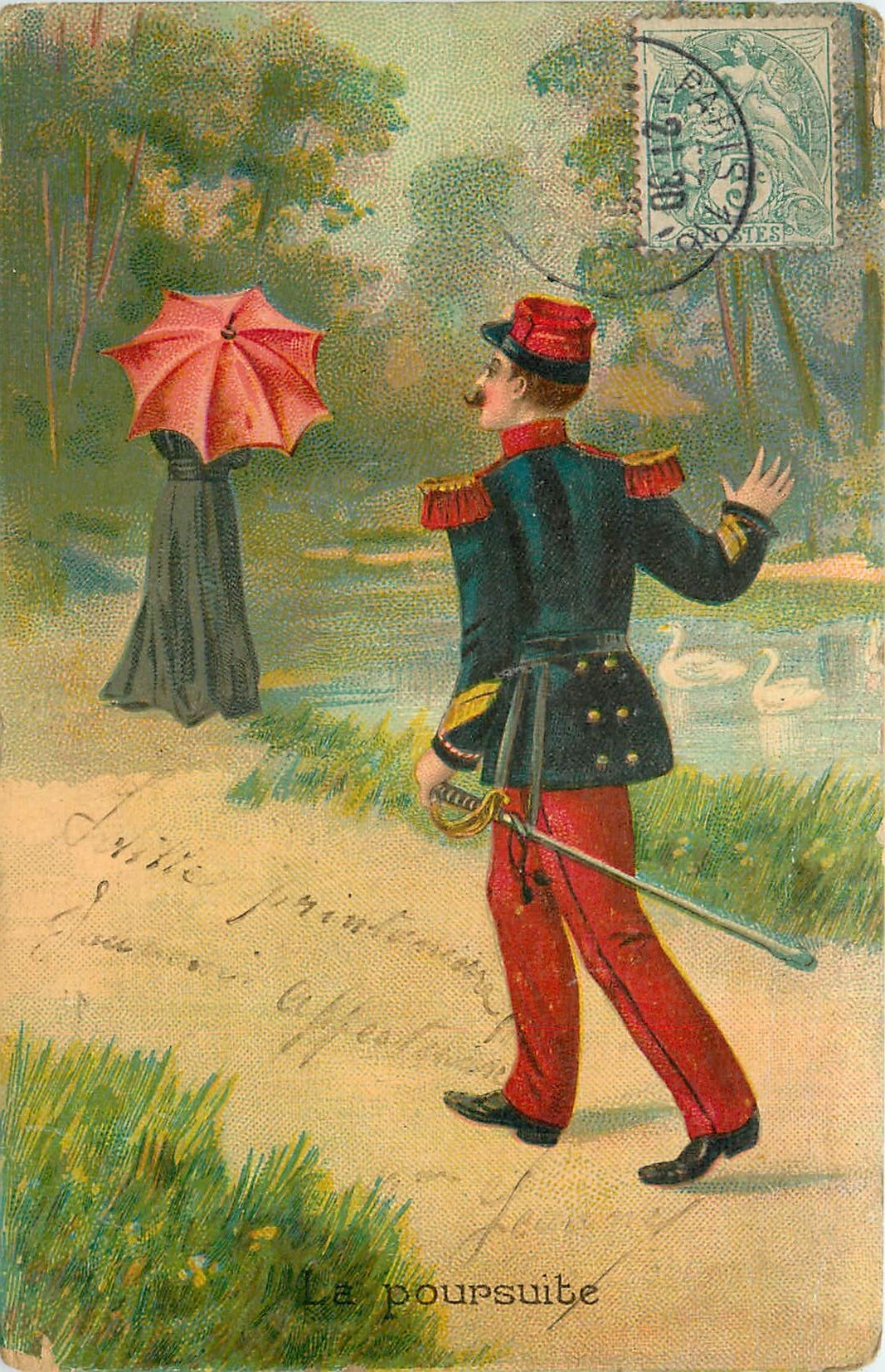 La poursuite — scène de chasse à l'ombre — éditeur non visible - Anverso