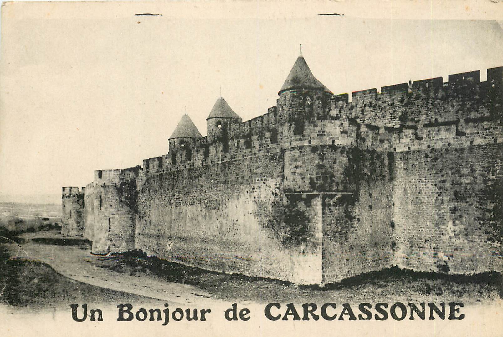 CPA Un Bonjour de Carcassonne