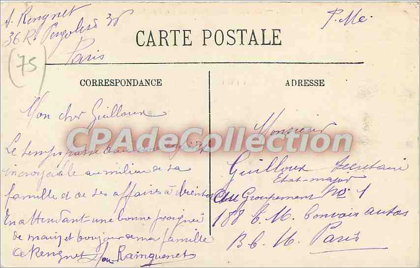 CPA Paris La rue Soufflot et le Pantheon  — Verso
