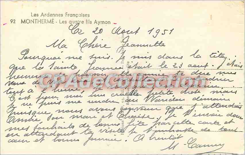 Monthermé — Les quatre fils Aymon — Éditions Réunies — Verso