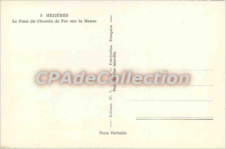 CPA Meziere le Pont du Chemin de Fer sur la Meuse — Rückseite