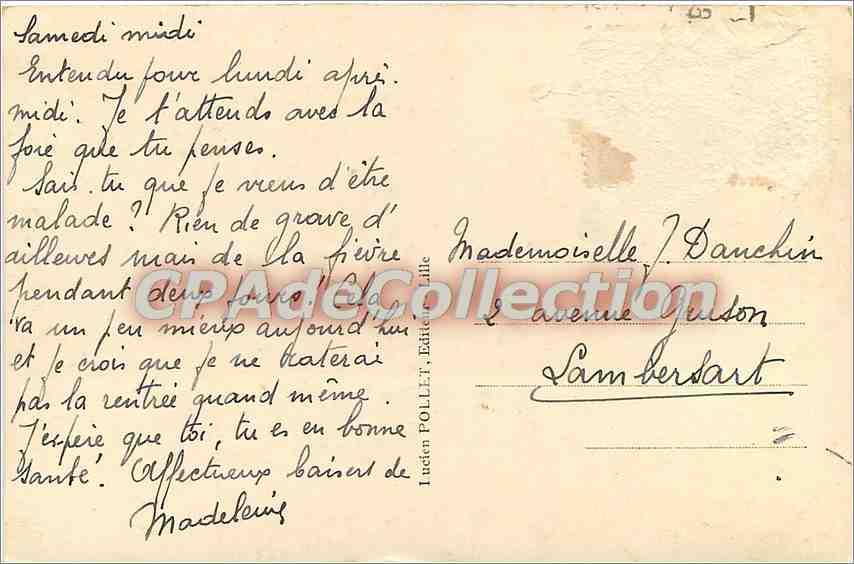 CPA Lille (Nord) La Bourse (Monument Historique) — Back