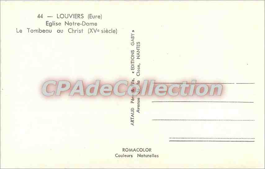 Louviers (Eure) — Église Notre-Dame, le Tombeau du Christ (XVe siècle) — Gaby, Nantes — Verso