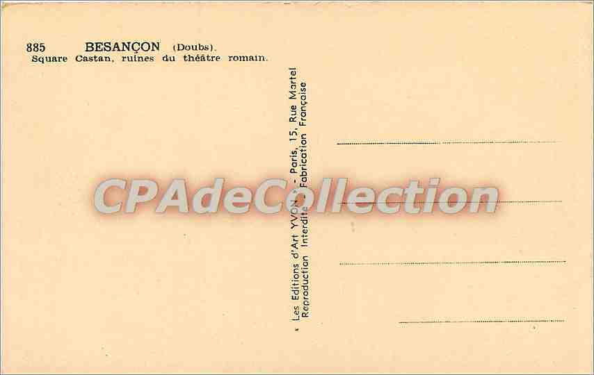 Besançon (Doubs) — Square Castan, ruines du théâtre romain — Les Éditions d'Art Yvon, Paris — Rückseite