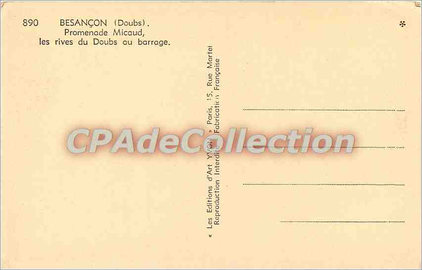 CPA Besancon (Doubs) Promenade Micaud les rives du Doubs au barrage — Verso