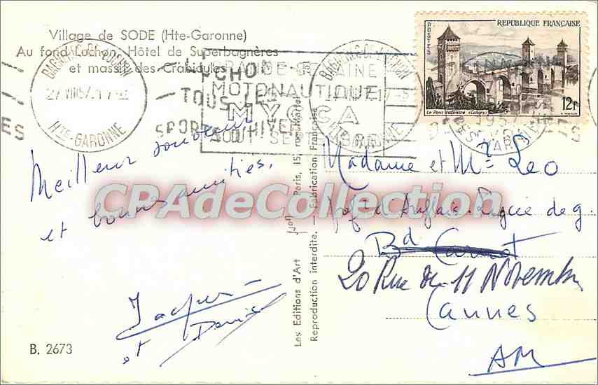 Village de SODE (Hte-Garonne) — Au fond, Luchon, Hôtel de Superbagnères et massif des Crachiques — Les Éditions d'Art — Reverso