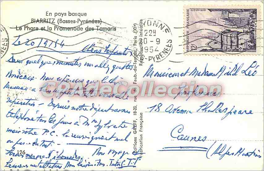 CPA En Pays Basque Biarritz (B P) Le Phare et la Promenade des Pamaris — Verso