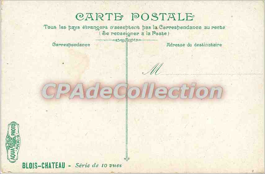CPA Blois Chateau Serie de 10 vues — Rückseite