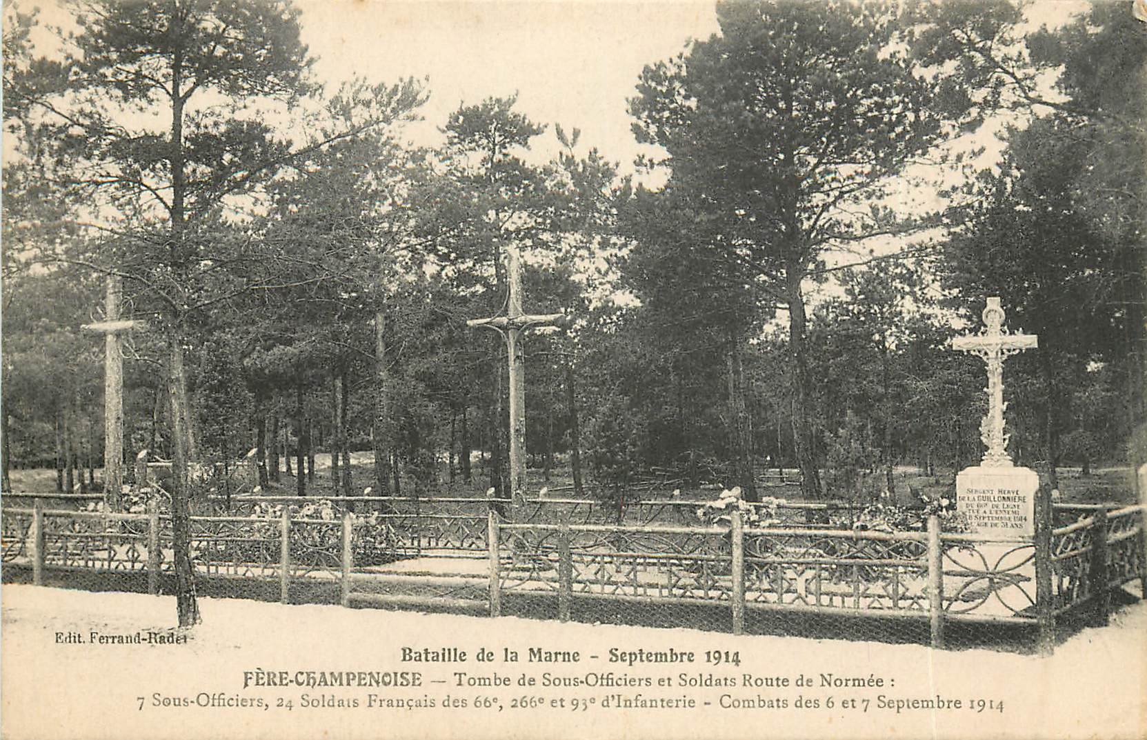 CPA Bataille de la Marne Sept 1914 Fere Champenoise tombe de Sous Officiers et soldats Route de Norm
