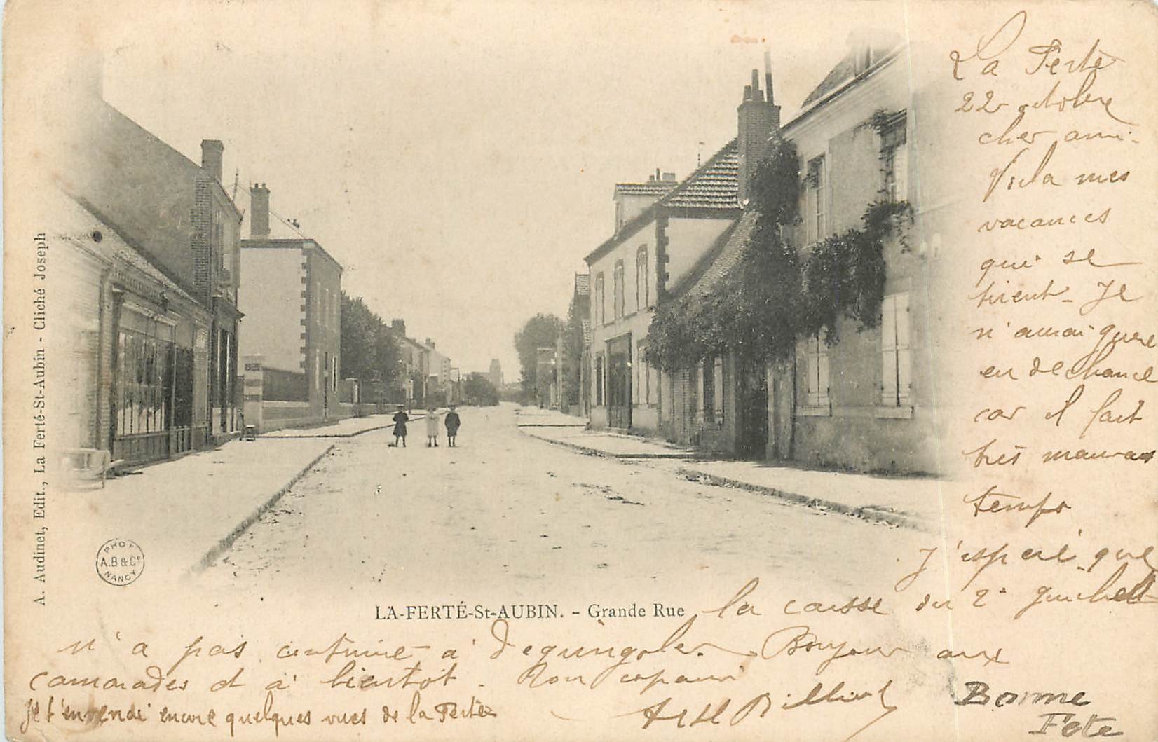 La Ferté-Saint-Aubin — Grande Rue — éditeur A. Audinat, cliché Joseph