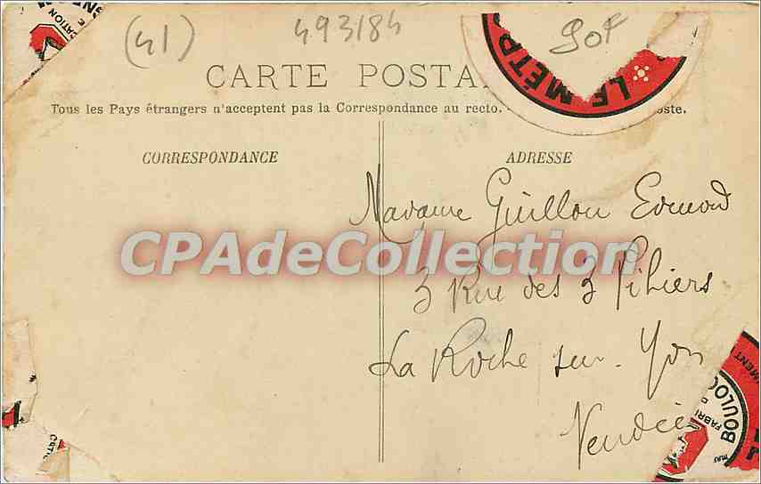 CPA Blois la rue Porte Cote — Rückseite