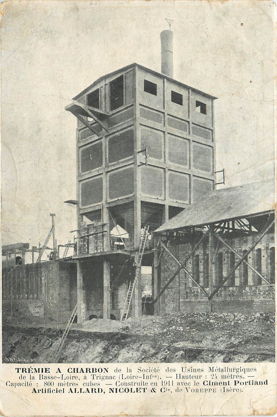 Trémie à charbon — Usines Métallurgiques de la Basse-Loire, Trignac — Société Allard, Nicolet & Cie, Voreppe