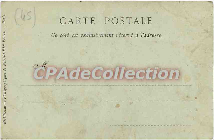CPA Orleans La Place Gambetta — Rückseite