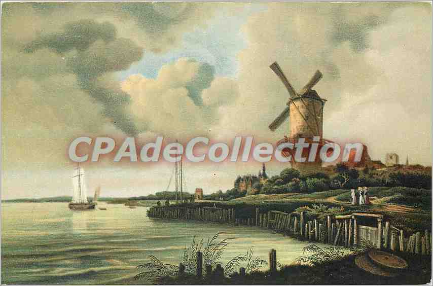 Vue de port avec moulin à vent — Amsterdam — éditeur inconnu