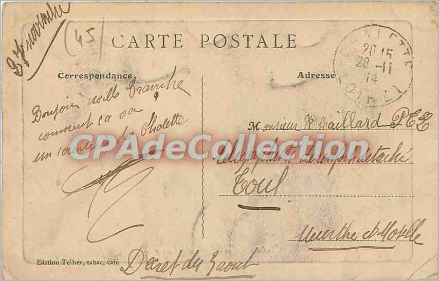 Chalette - Les Bords du Loing — Édition Teller, tabac, café — Verso
